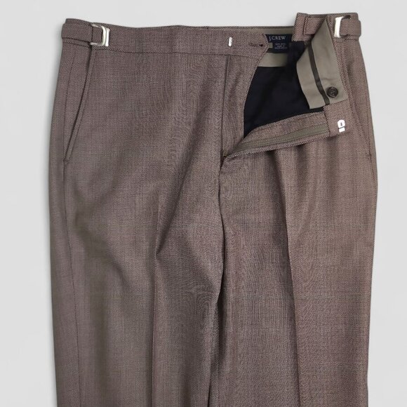 J. Crew Buckled Belt-less Wool Birdseye Dress Pants W32xL31 - Picture 8 of 10